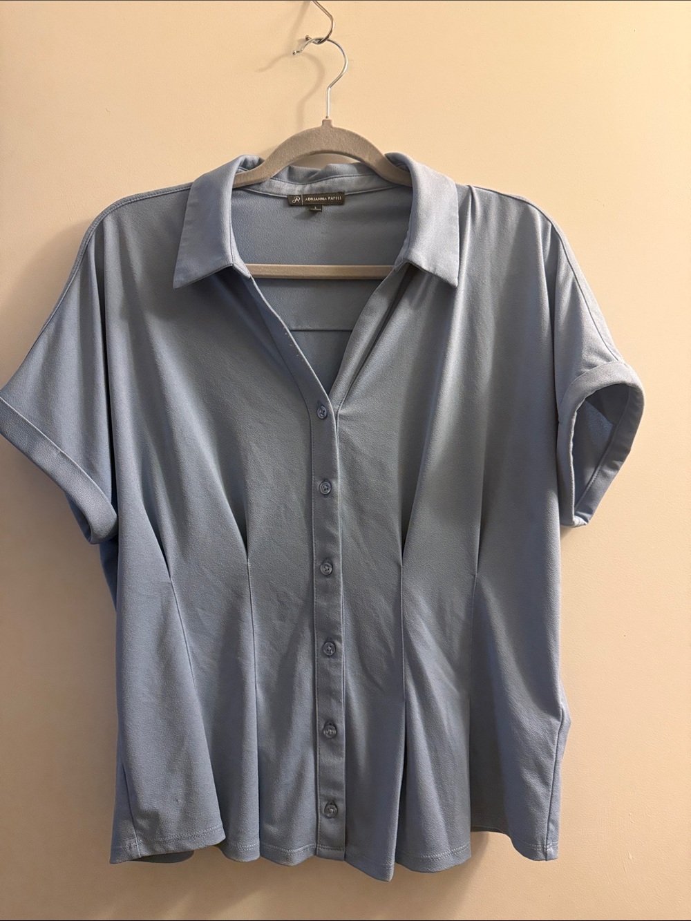 Adrianna Papell Light Blue Short-Sleeve Button-Down Shirt